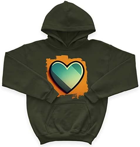 Детска hoody от порести руно с принтом във формата на сърце - Красива Художествена Детска hoody - Hoody с цветен принтом