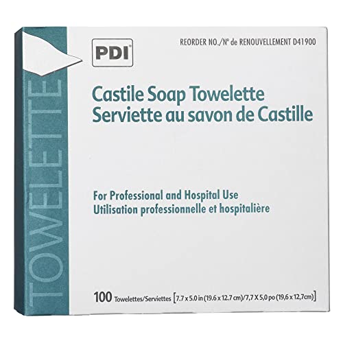 Кърпички с мек сапун PDI Castile с кокосово масло, Предварително Навлажнена Кърпа за почистване на лицето - в
