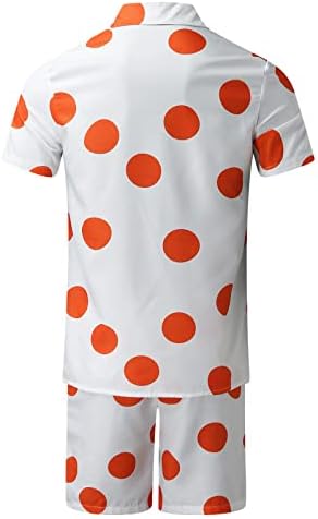 Мъжки Спортен костюм от 2 теми с цветен Модел, Летен Стилен Принт, Риза Свободно Намаляване с Къс ръкав копчета