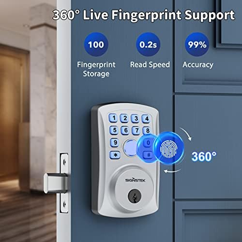 Система за Заключване на вратите Signstek с пръстов отпечатък, Smart Система за Заключване на вратите без ключ, Биометрични
