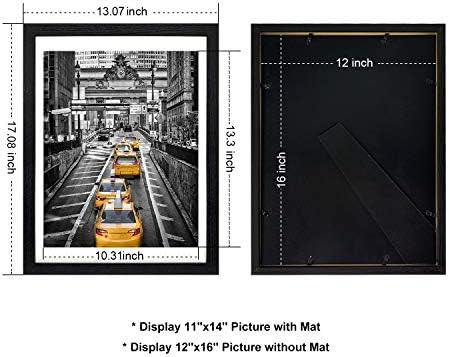 Рамка Finefrarm 12x16 Показват Снимка 11x14 с Мат или снимка 12x16, без Подложка, Черни Рамки за картини, Стенно