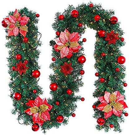 9-Подножието Коледна Гирлянда с 16-Метрова Венец на батерии, Коледни Шариковыми Декорации и Цветове, Изкуствена