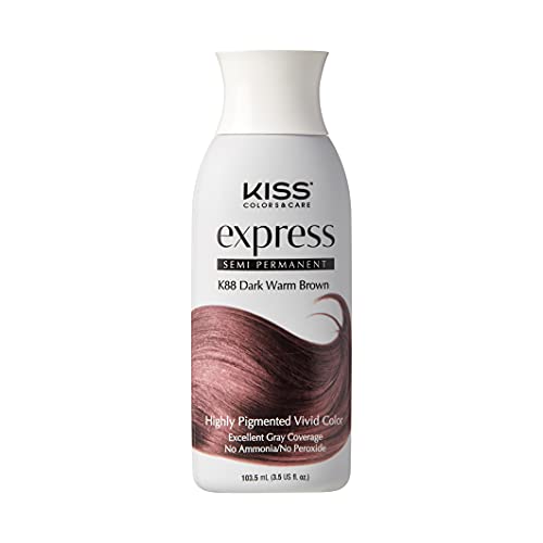 Полупостоянный цвят за косата Kiss Express 100 мл (3,5 течни унции САЩ) (1 порция, тъмно-топъл кафяв)