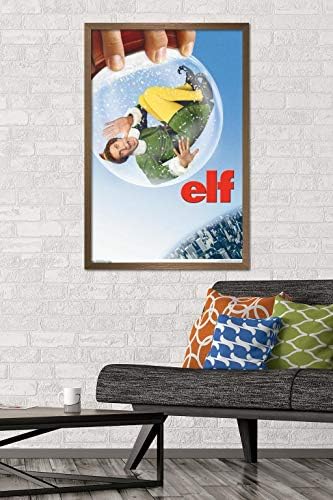 Плакат на стената Trends International Elf-Snow Globe на един лист, 22.375 x 34, Версия в бронзова рамка