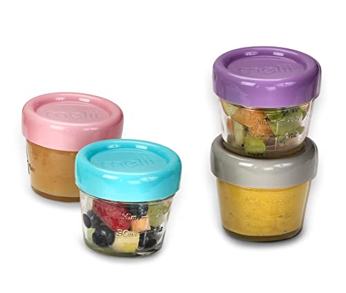 Стъклени морозильные буркани за бебешка храна melii, Контейнер за закуски с капаци, Не съдържа BPA, може да се използва в микровълнова