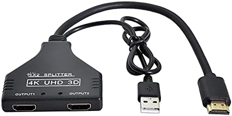 axGear 4K, HDMI Сплитер 1 в 2 Изхода с USB-кабел захранване, за монитор С Поддръжка на 3D Full HD