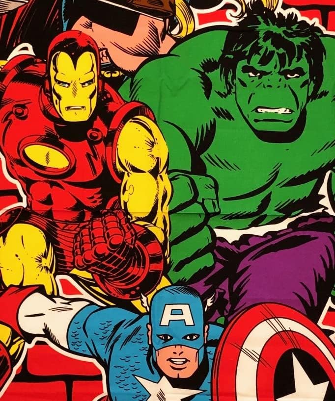 Панел от памучен плат на комикса Герои в действие - Капитан Америка, Хълк, Тор и Железният човек (чудесно за Капитониране,