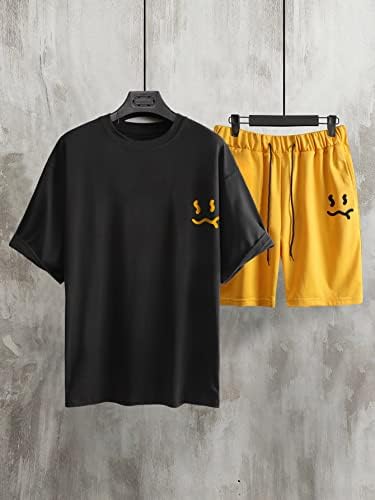 FIOXA / Мъжки облекла от две части, мъжка тениска с изразителен принтом и къси панталони с завязками на талията (Цвят: многоцветен,
