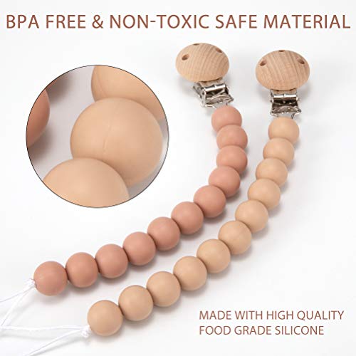 Силиконов скоба-държач за биберон, за бебето, подходяща за повечето стилове пустышек, не съдържа BPA (2 опаковки