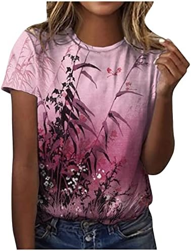 2023 Облекло Y2K Памук Топ с Кръгло Деколте и Цветен Модел Тениска за Жени, Лятна Есенна Блуза С Къс Ръкав LR LR