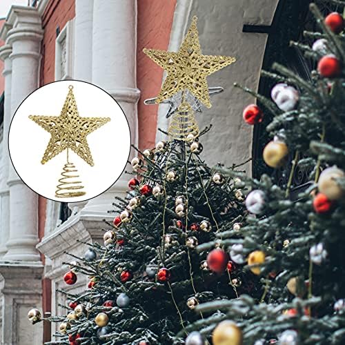 PRETYZOOM Decoraciones para Salas De Casa Коледна Звезда, Коледа Topper, Искрящи Златни Кухи Коледа Topper, Звездна