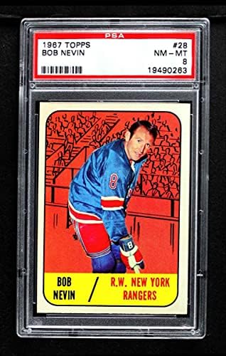 1967 Topps 28 Боб Невин Ню Йорк Рейнджърс-Хокей на лед (Хокей на карта) на PSA PSA 8.00 Рейнджърс-Хокей на лед