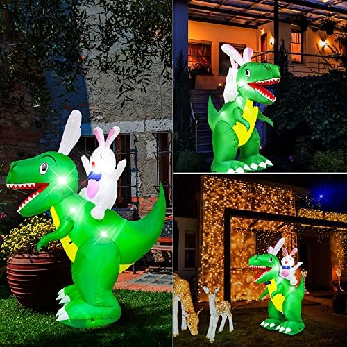 Великденски Надуваеми Декорация на открито, Надуваеми играчки Easter Bunny Green Dragon с дължина 7 Фута с Вградени