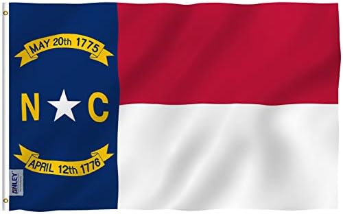 Флаг на щата Северна Каролина от полиестер Anley Fly Breeze размер 3x5 фута - Ярък цвят и защита от избледняване - Платно надмощие