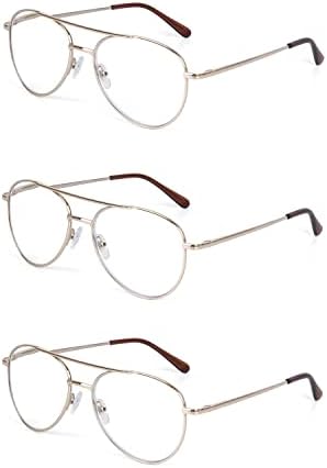 Очила за четене в Авиаторском Стил с Увеличение за очи в Метална Рамка с Пружинным тръба на шарнирна връзка, за Мъже