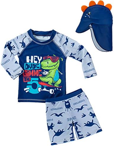 Комплект на Бански костюми от Две Части За Малки Момчета, Костюм Плуване с Акули, Защита От Изгаряне, Бански костюм