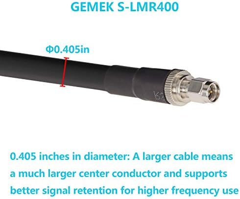 Коаксиален кабел GEMEK 150 фута SMA Male to N Male от чиста мед с ниски загуби за връзка 3G/4G/5G/6G/LTE/ADS-B/Ham/GPS/WiFi/RF-радио