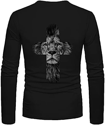 XXBR Мъжки ризи с дълъг ръкав Soldier, Пролетно градинска тениска с изображение на Кръст на Исус и Лъв, Тениски с яка-поставка