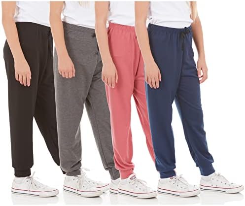 Спортни панталони за джогинг за момичета Pure Essence - 4 опаковки Супер Меки комфортни панталони за джогинг с руното
