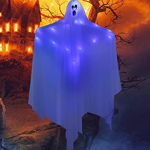 JOYIN 47Подвесное Украса-Призрак с Подсветка на Хелоуин със Сини led, Бели Висящи Призраци, Вътрешно и Външно Украса