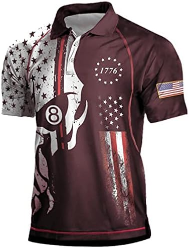 Спортни Мъжки Ризи, Мъжка Класическа Риза с флага на сащ за Деня на Независимостта, Ризи с Къс ръкав, Леки Тениски
