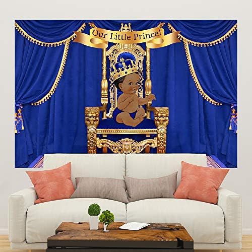 5 × 3 метра от Кралския Малкият Принц Момче Крал Фон За Душата на Детето Синя Завеса Златна Корона на Парти Банер Украса