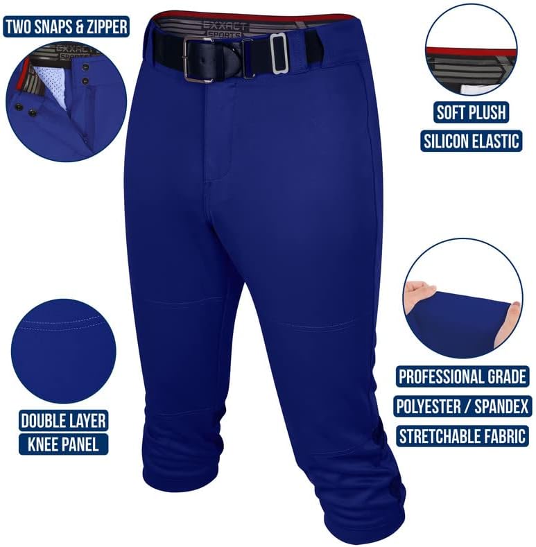 Спортни панталони за софтбол Exxact с цип за жени - Дамски панталони за софтбол с Еластична Дъното и Сетчатыми вложки