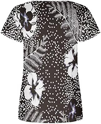 Amikadom Дамска Блуза от Ликра с деколте Vneck във формата на Сърце, Блузи и за късна закуска, Ризи с Къс ръкав и Цветен Модел, Блузи Свободно Намаляване на 17