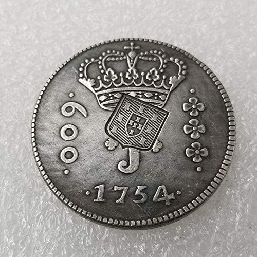 Старинни Занаяти 1754 Бразилия 640 Переизданий Месинг Сребърно Покритие Стар Сребърен Долар Сребърни Монети 187