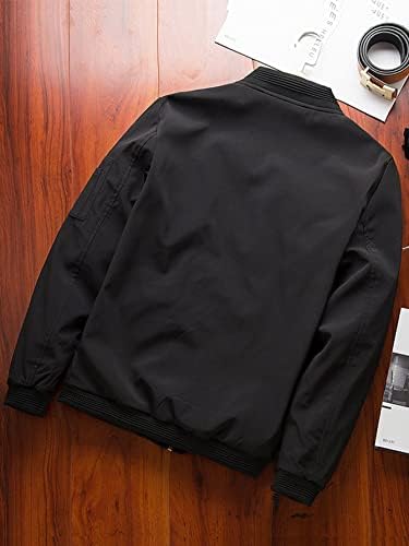 Якета за мъже, Мъжки сака, Мъжко яке-бомбер с цип, Без тениски (Цвят: черен Размер: 3X-Large)