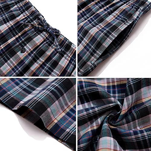 Комплект мъжки Пижамных Панталони JupiterSecret, Фланелен Памучни Проверени Панталони за сън и почивка, Пижамные Панталони