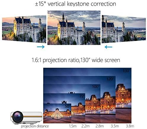 GPPZM Актуализиран мини проектор 1080P 1800 лумена Преносим LCD led проектор за домашно кино, съвместим с USB, 3D проектор (Цвят: D, размер: YG400)