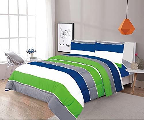 Sapphire Home Комплект спално бельо размер Queen Size от 3 теми, легло в чантата с накладки, с принтом в зелено