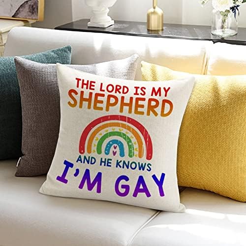 Гей Гордост Дъгата ЛГБТ един и същи пол Гей Калъфка За възглавница Господ Мой Пастир, и Той знае, че аз съм гей Калъфка