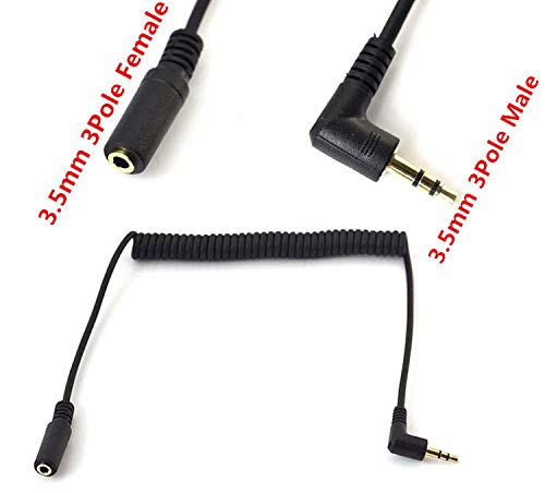 3,5 мм Стерео Аудио Кабел, Haokiang 90 Градуса Спирална пружина 3,5 мм (1/8 ) 3 щифта кабел-удължител от мъжете до жените