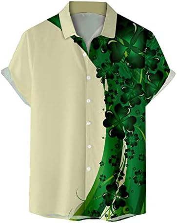 Мъжки Ризи на Деня на Св. Патрик, Хавайски Ризи с копчета с принтом Ирландската Детелина, Ежедневни Ризи За Боулинг