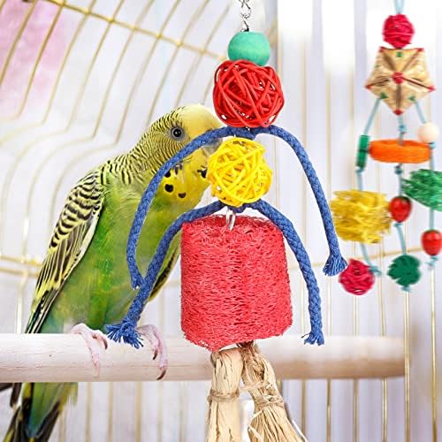 Играчка-люлка PETUOL Bird, 5 Цветните Висящи играчки от Гъба, Играчки-Перца за Малки и средни Папагали, Попугайчиков и Неразлучников