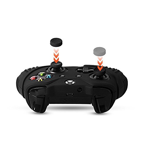 Противоскользящий Силиконов Защитен Калъф за контролера на Xbox 1 CHINFAI Xbox One S/X Grip Controller Skin с 4 Вида Капачки за Джойстик (черен)