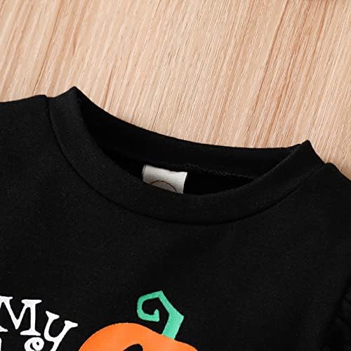 Xbgqasu/ Тениска с дълъг ръкав и Набори за малки момичета на Хелоуин парти с Анимационни писмото принтом, Върхове Лента за Малки Момичета (Черен, 6-9 месеца)