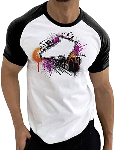 ZDDO, Летни мъжки тениски с къс ръкав, ризи с цветен блок, на улицата Графичен принт, Тениски с кръгло деколте,