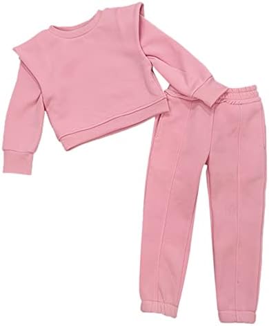 Комплект дрехи за малките момичета и момчета, Есен-зима Обикновен Памук Пуловер с качулка и дълъг ръкав, комплект дрехи за