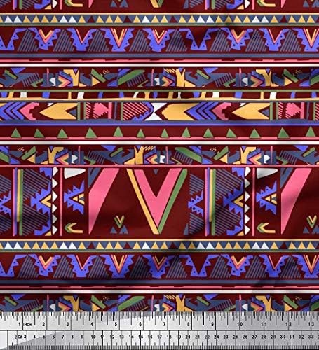 Памучен трикотажная плат Soimoi с абстрактно принтом в ивица с ширина 58 см