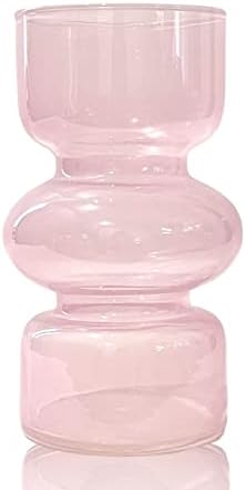 Розова Прозрачна Стъклена Гидропонная ваза BLOFLO, Цветна Стъклена Ваза за цветя 7 инча, Трехслойная Стъклена
