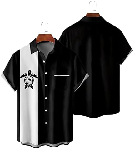 XXBR Мъжки Хавайски Ризи, 2022 Нова Мъжка Риза За Боулинг С Къс Ръкав, Цветен Блок Лоскутная Риза с Копчета,