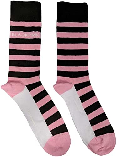Чорапи за щиколотках BlackPink райе и с логото на Официалния розов цвят (британски Размер 7-11) Размерът на