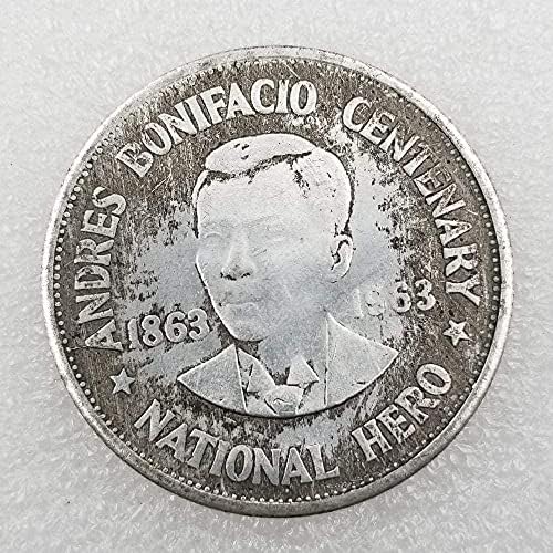 Старинни Занаяти 1863 1963 Филипинската Месинг С Посеребренным Покритие - това е Стара Възпоменателна Монета