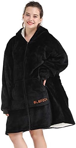 Hoody с качулка SLEPZON Blanket | Одеало за чорапи голям размер - Дълбоки джобове, Удобни ръкави, цип отпред - Луксозна Руното