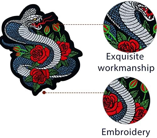 Железни ивици Obokata, нашивка със змия и рози, нашивка в стила на Кобра в стил пънк, бродирани иконата, пришитая апликация