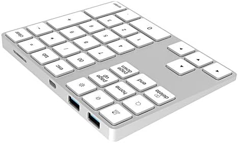 Безжична цифрова клавиатура Number Pad БТ с 34 клавиши от алуминиева сплав и материал ABS, хъб клавиатура Type-C,