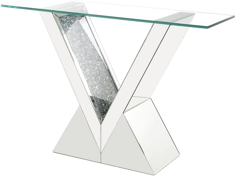 Конзола маса Acme Furniture Noralie с огледало и изкуствени диаманти